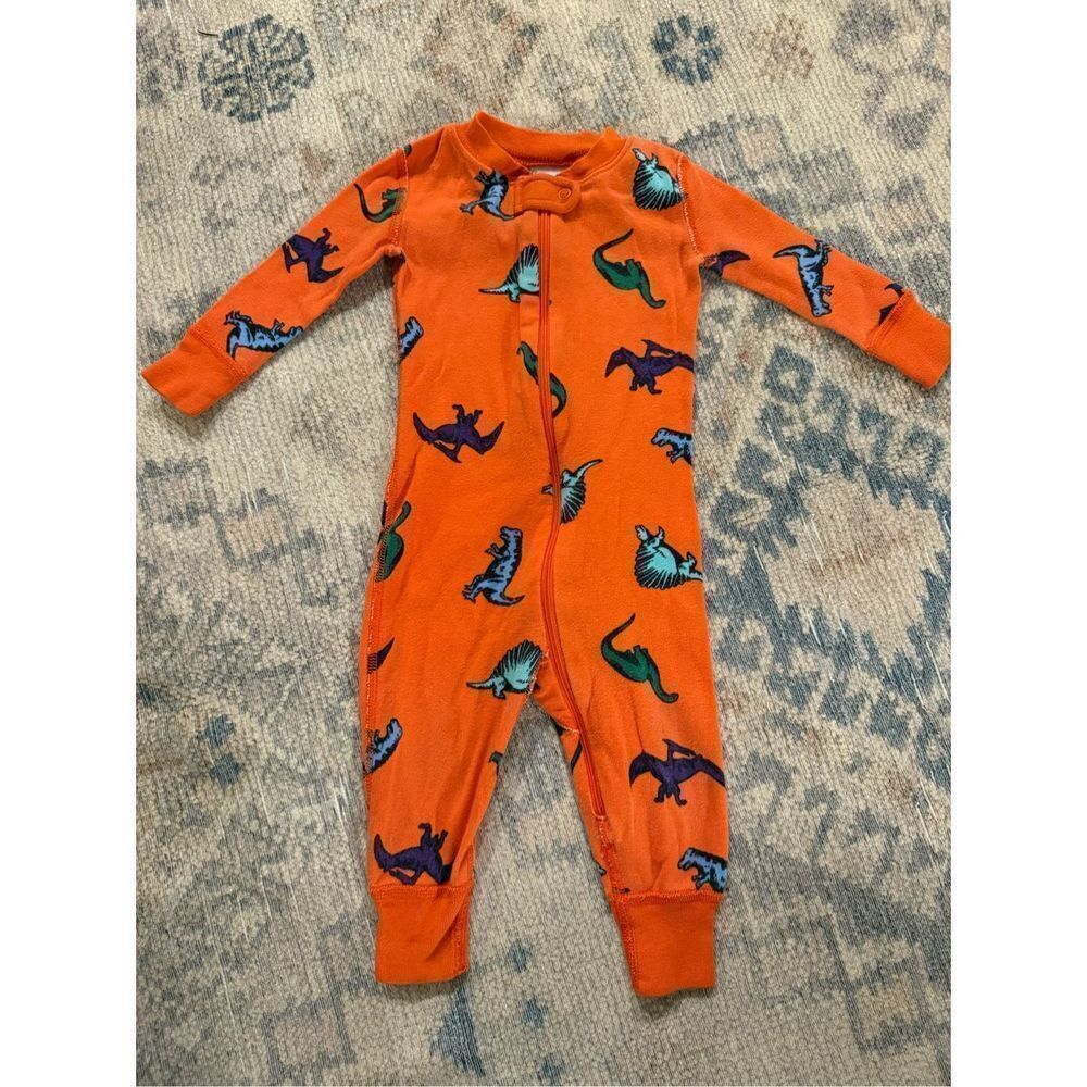 Hanna Andersson Multicolor Dinosaur Print Long Sleeve Onesie Size 6-12 Months